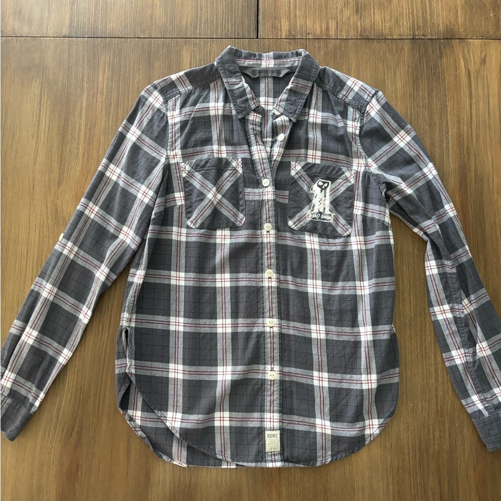 Womens Gray Plaid Harley Davidson Flannel